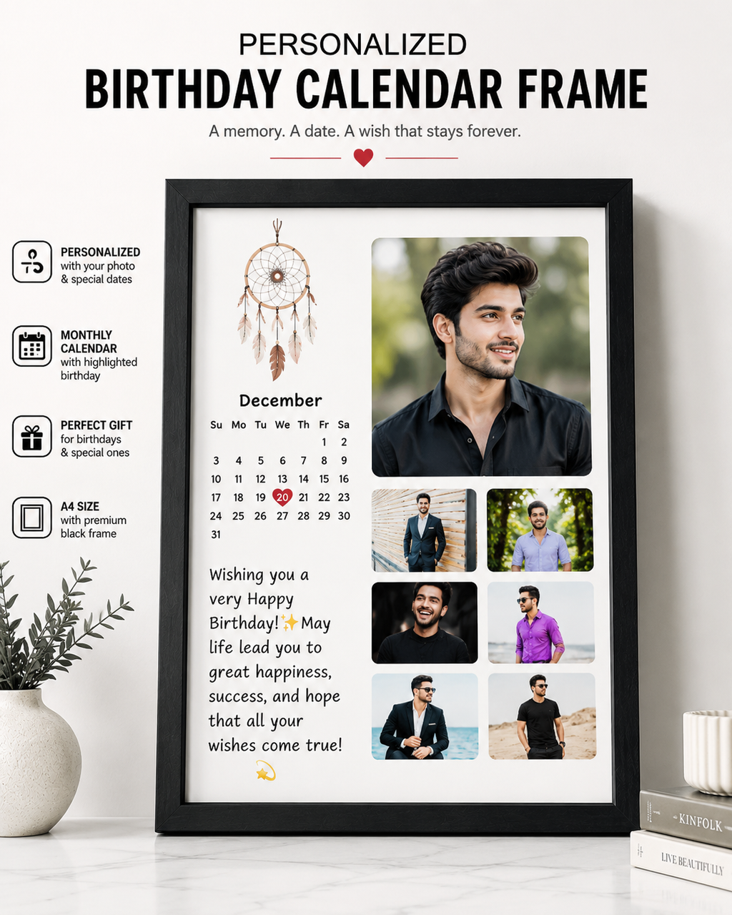 Customised Happy Birthday Photo Frame A4 Size